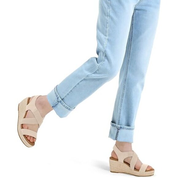 Platform Espadrille Wedge Sandals Open Toe Elastic Ankle Strap Slip-On Size 10 - Picture 4 of 11